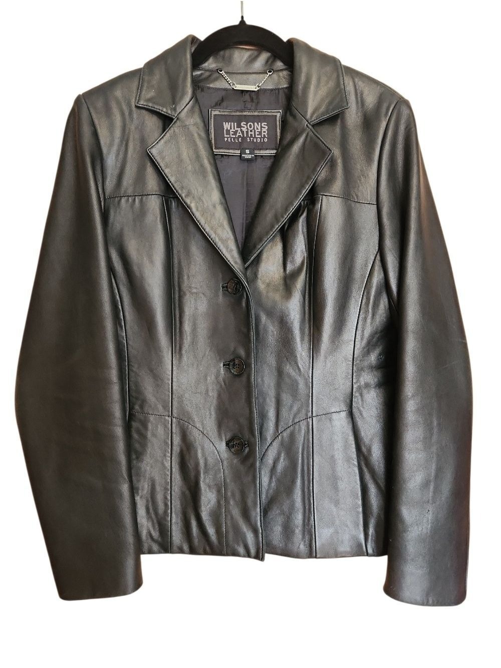 VINTAGE WILSON'S LEATHER PELLE STUDIO BLACK BLAZER STYLE JACKET SIZE SMALL